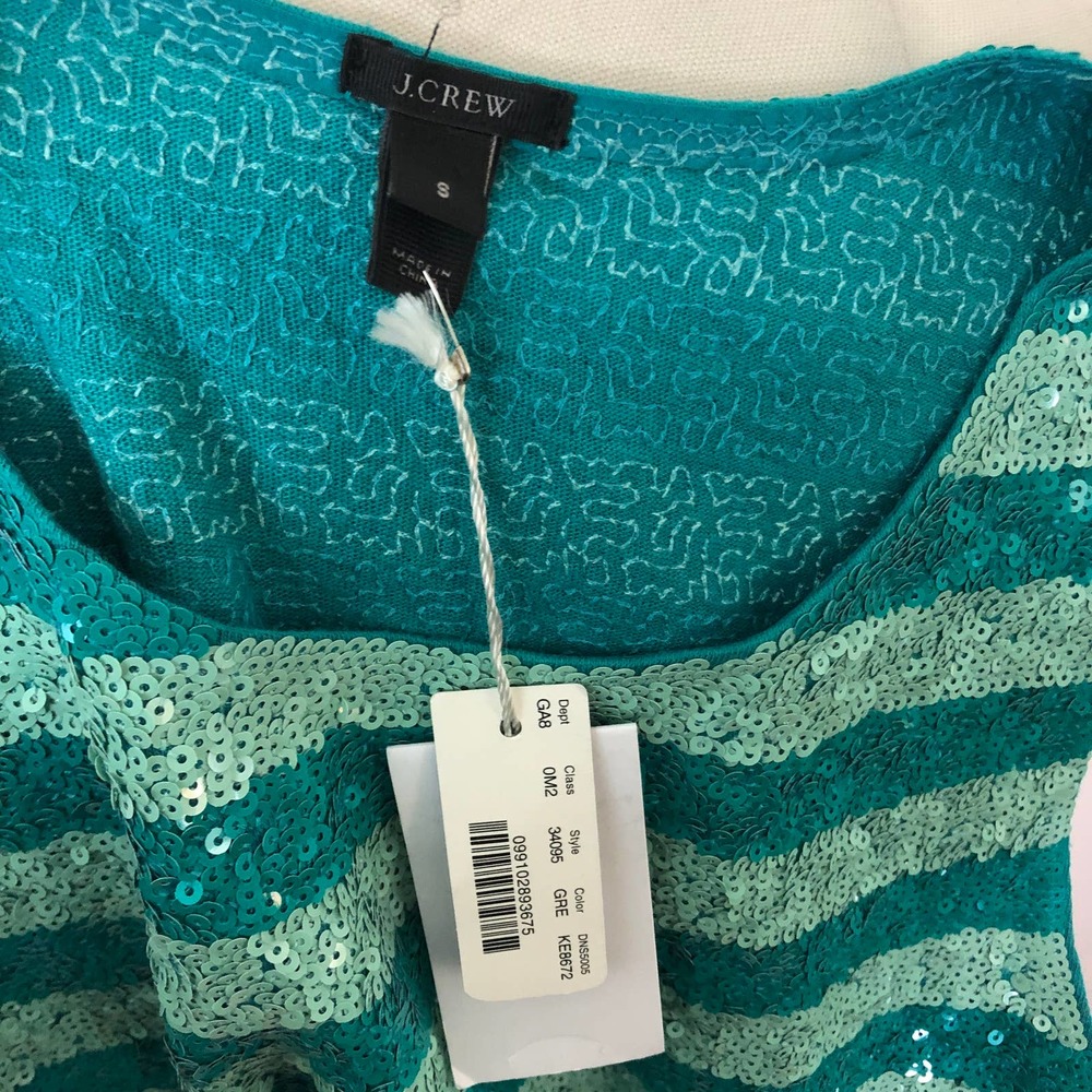 Nwt J Crew Sequin Stripe Shell Jade Green Camisole - image 4